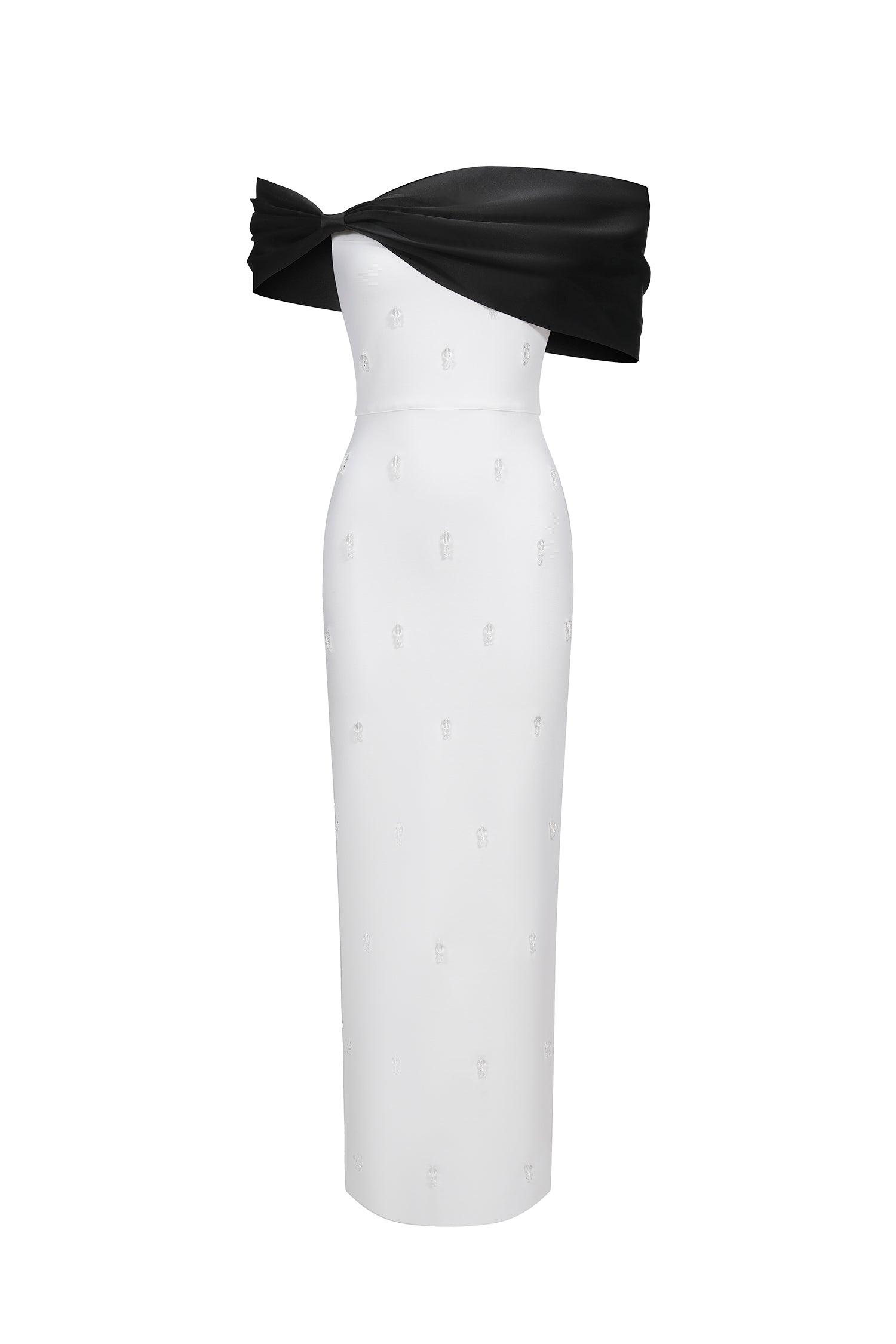 Sharla Off-The-Shoulder Diamond Bow Maxi Dress D250101317