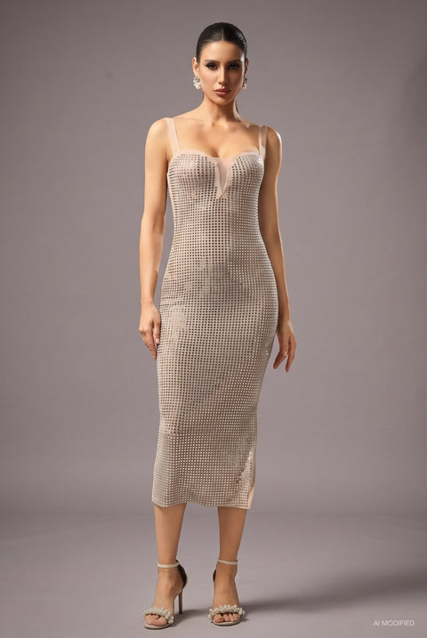 Logan Sleeveless Diamond Midi Dress by Bella Barnett