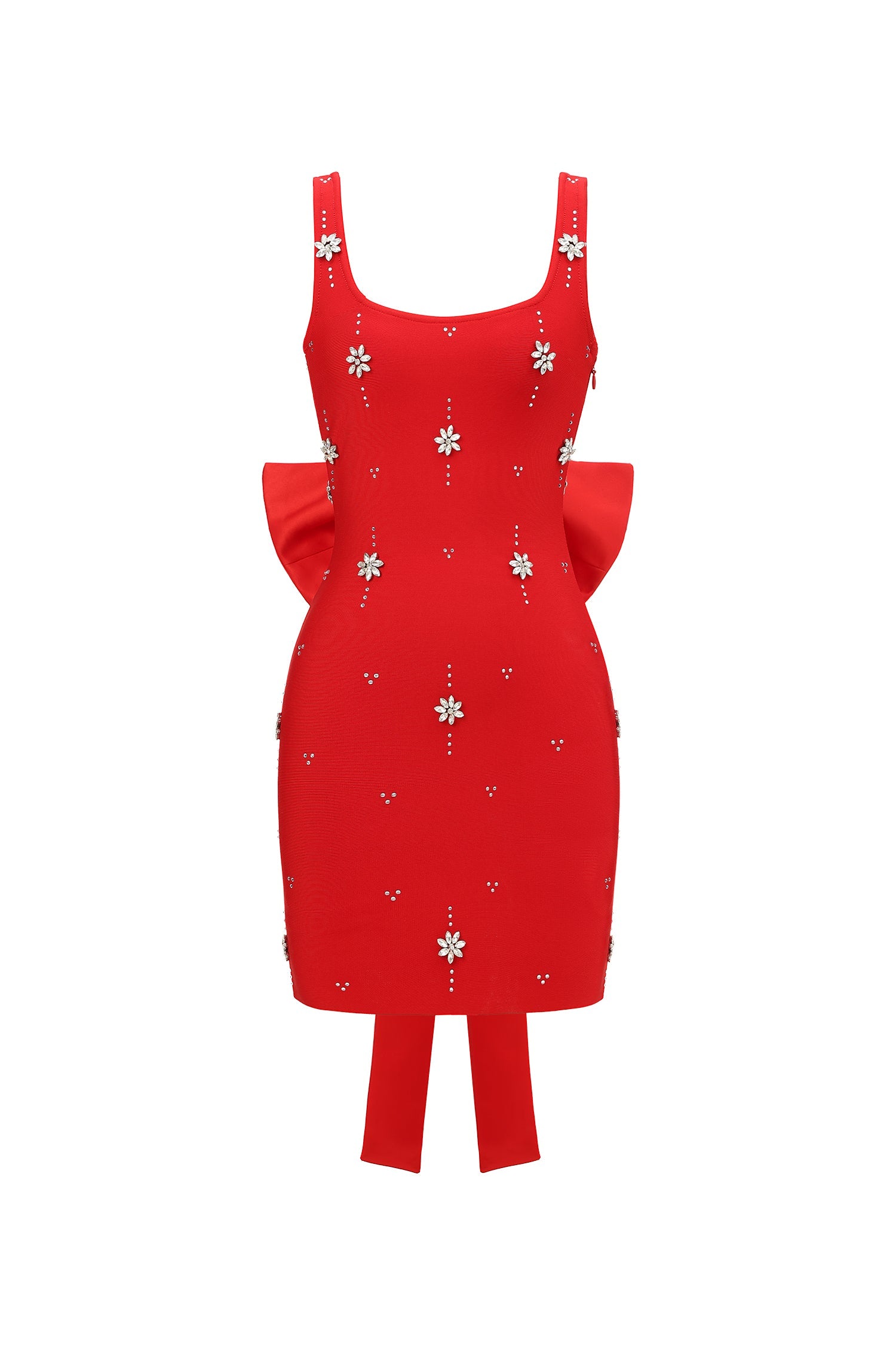 Marne Sleeveless Diamond Bow Bandage Mini Dress D250702404