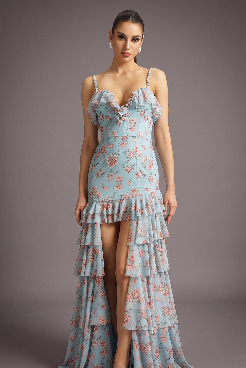 Haliy Floral Print Ruffle Maxi Dress D250703301