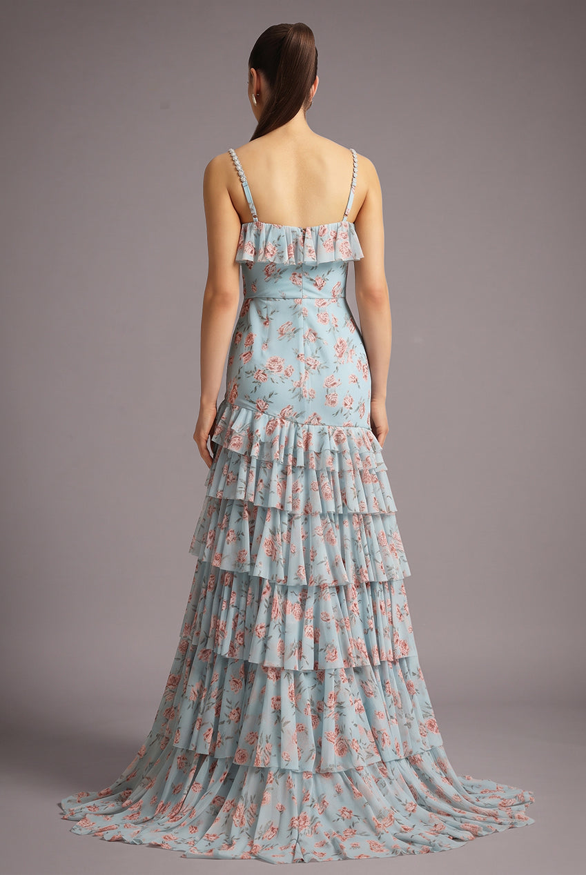 Haliy Floral Print Ruffle Maxi Dress D250703301