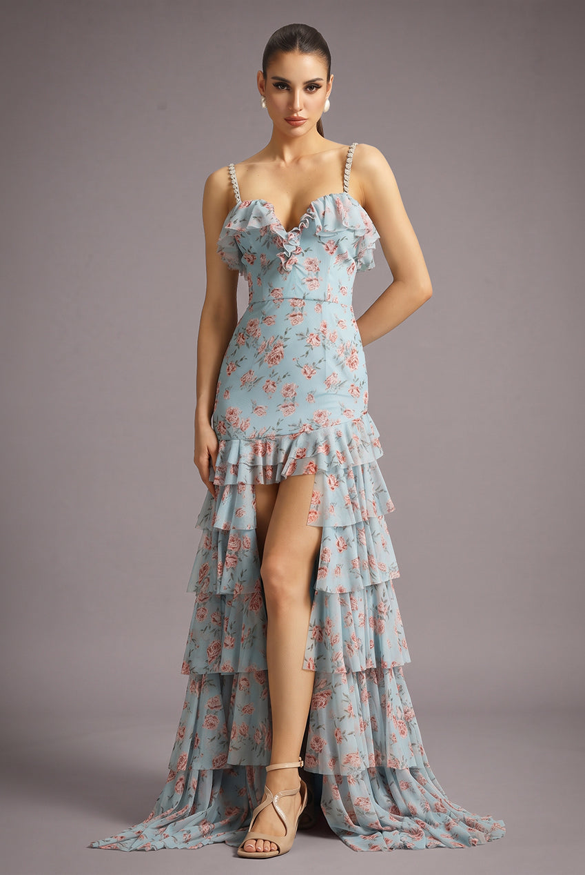 Haliy Floral Print Ruffle Maxi Dress D250703301