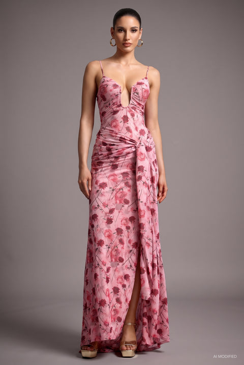 Moto Pink Floral Print Cami Maxi Dress by Bella Barnett