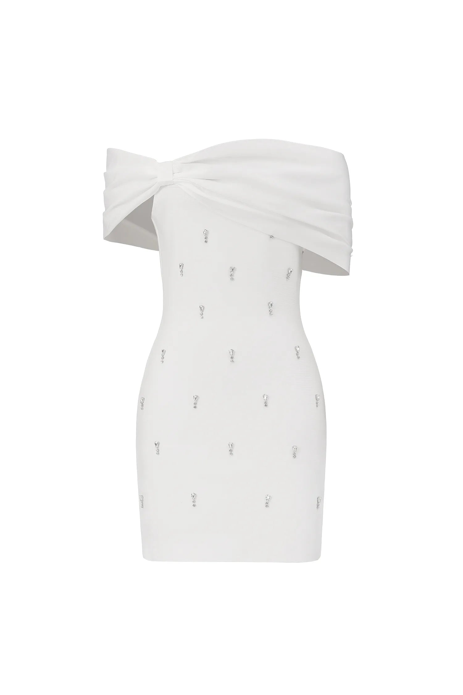 Verney Off The Shoulder Bow Diamond Bandage Mini Dress D2507050201