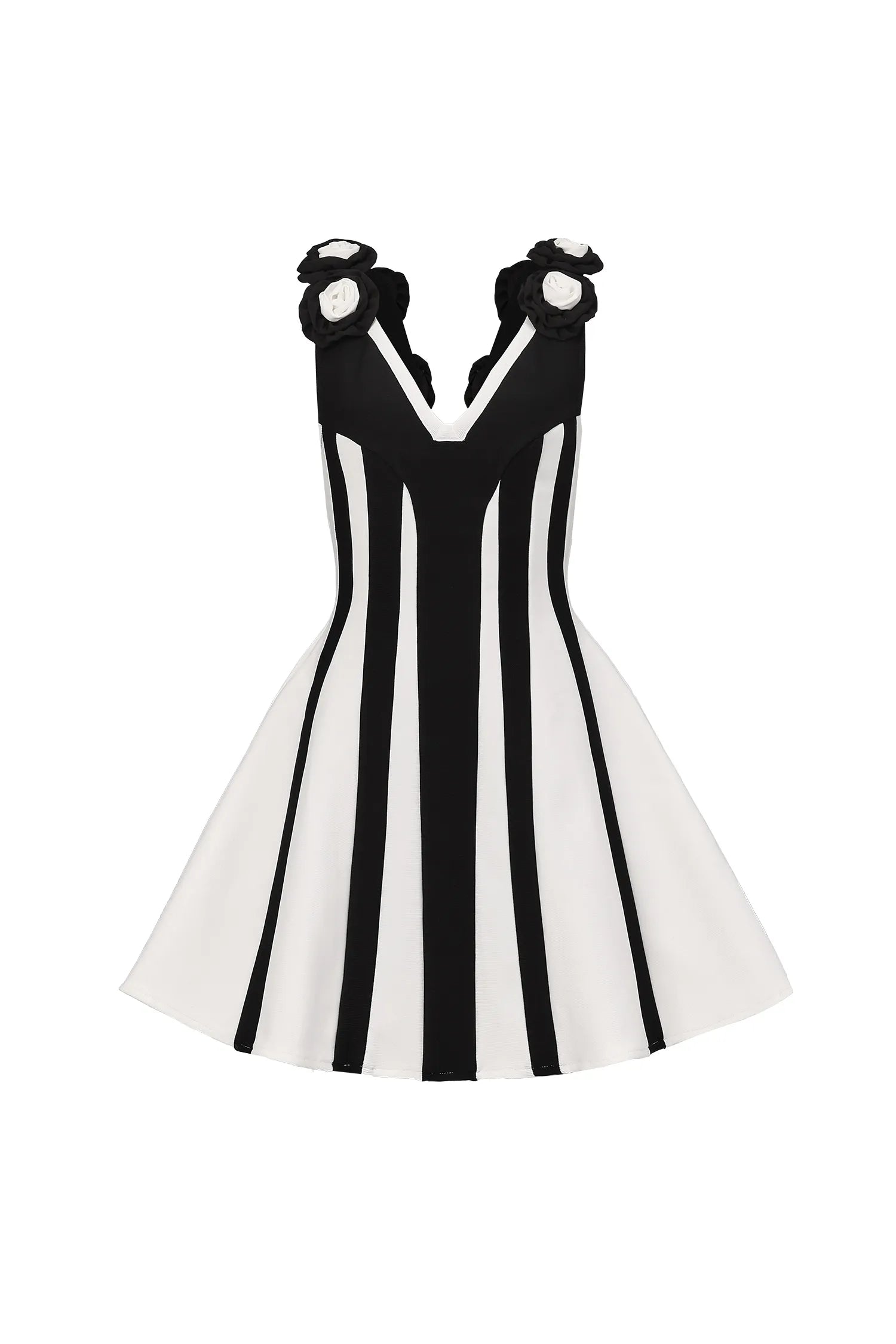 Serela Sleeveless V-Neck Flower Bandage Mini Dress D250805403