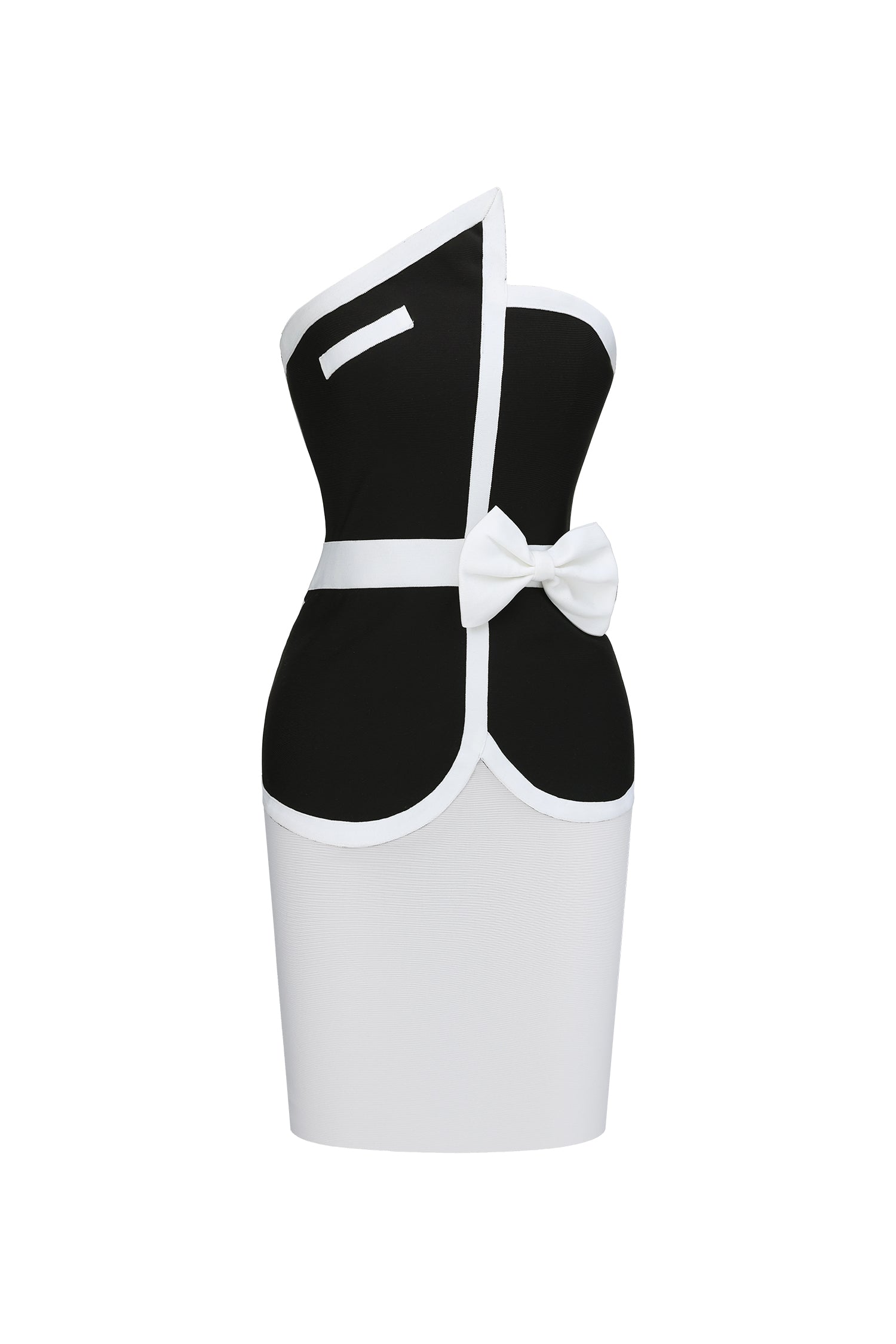 Erica Classic Slim Color Block Black Bandage Crop Top And Mini Skirt Two-Piece Set D260501446