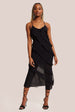 Liquorish Diagonal Frill Strap Midi Dress In Black