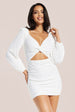 Liquorish White Sequin Long Sleeve Cut Out Mini Dress