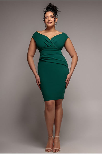 Bardot Pleated Midi Dress - Emerald Green by Goddiva Plus