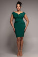 Bardot Pleated Midi Dress - Emerald Green by Goddiva Plus