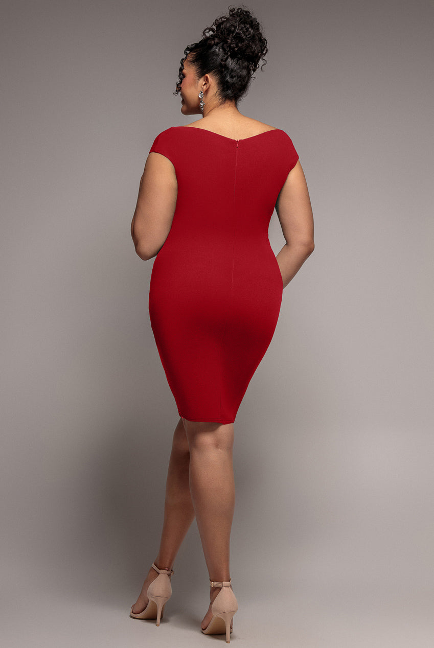 Bardot Pleated Midi Dress - Red DR1092ASCPLUS