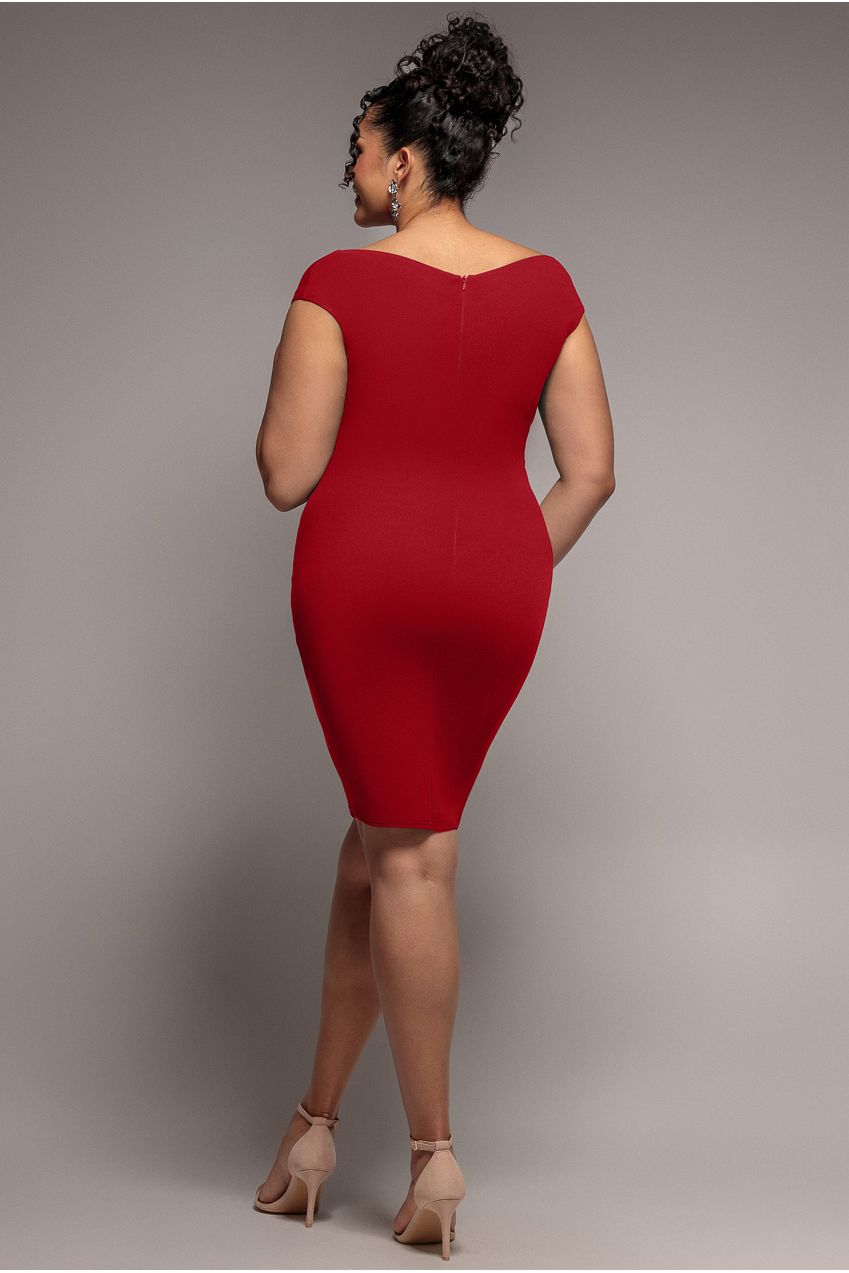 Bardot Pleated Midi Dress - Red DR1092ASCPLUS