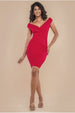 Bardot Pleated Midi Dress - Red by Goddiva