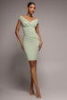 Bardot Pleated Midi Dress - Sage Green by Goddiva