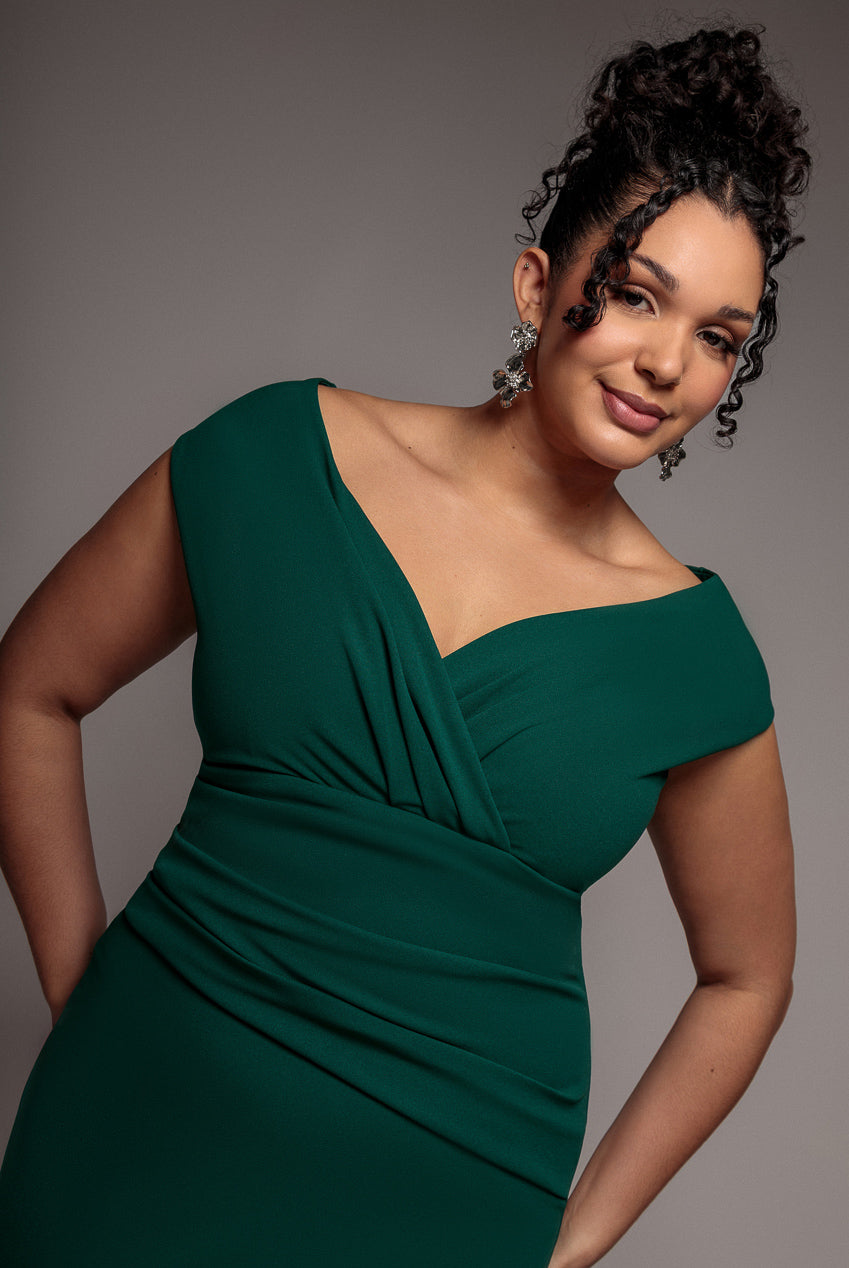 Bardot Pleated Maxi Dress - Emerald Green DR1092SCPLUS