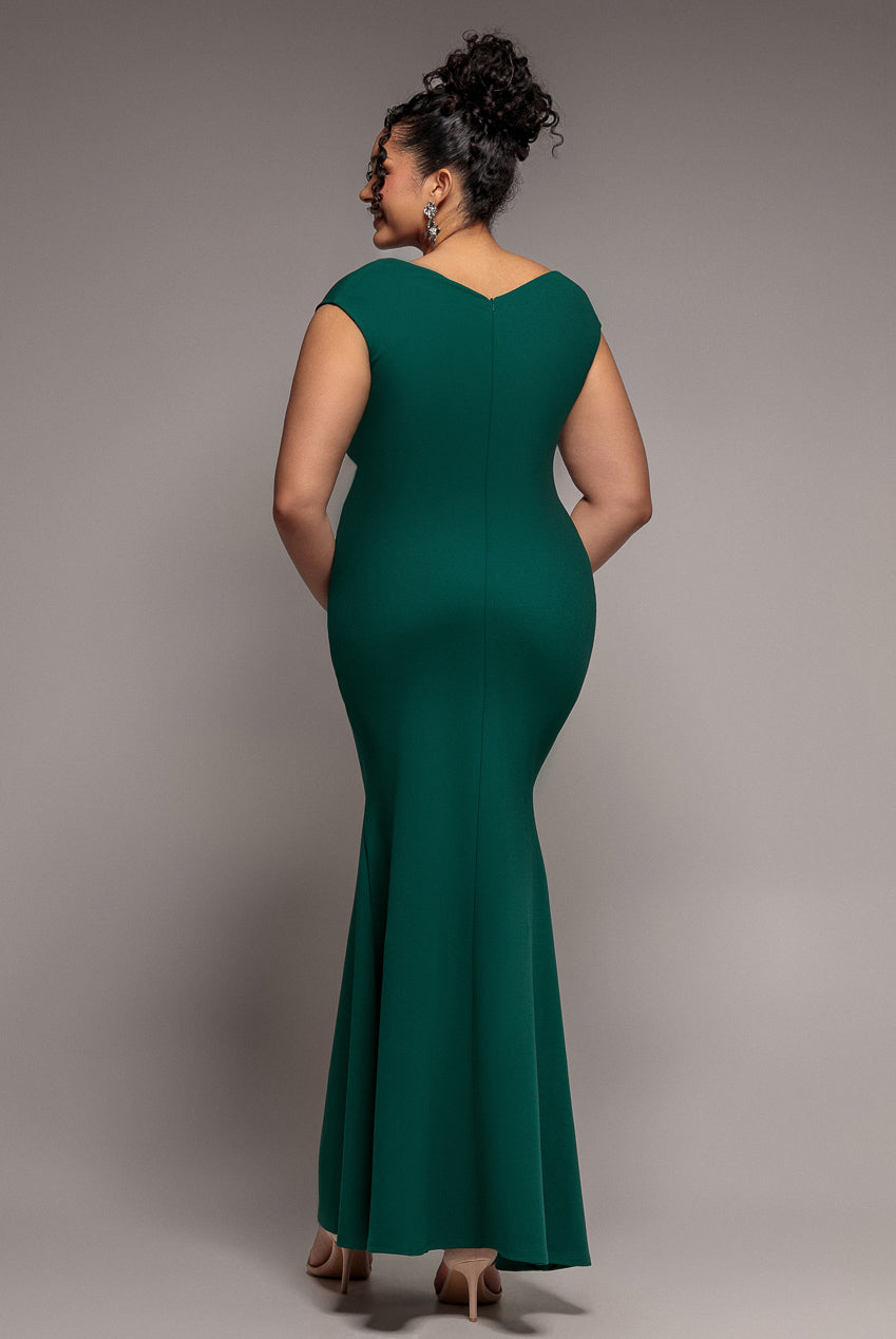 Bardot Pleated Maxi Dress - Emerald Green DR1092SCPLUS