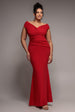 Bardot Pleated Maxi Dress - Red by Goddiva Plus