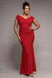 Bardot Pleated Maxi Dress - Red by Goddiva Plus