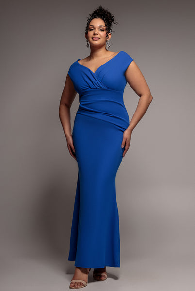 strapless open back dress Goddiva Bardot Pleated Maxi Dress - Red main image 0