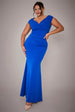 Bardot Pleated Maxi Dress - Royalblue by Goddiva Plus