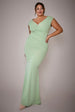 Bardot Pleated Maxi Dress - Sage Green by Goddiva Plus