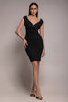 Bardot Pleated Midi Dress - Black by Goddiva
