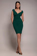 Bardot Pleated Midi Dress - Emerald Green by Goddiva