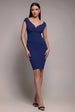 Bardot Pleated Midi Dress - Navy Blue by Goddiva