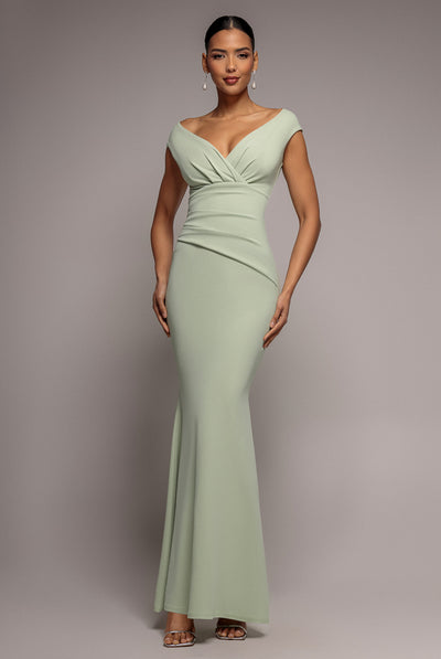 Bardot Pleated Maxi Dress - Sage Green