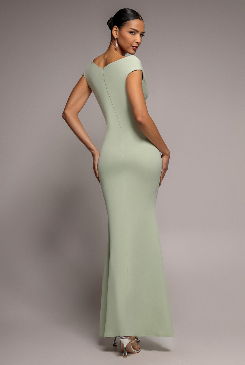 Bardot Pleated Maxi Dress - Sage Green DR1092SC