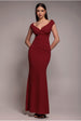 Bardot Pleated Maxi Dress - Burgundy by Goddiva