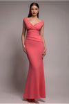 open lace back dress Bardot Pleated Midi Dress - Red main image 1
