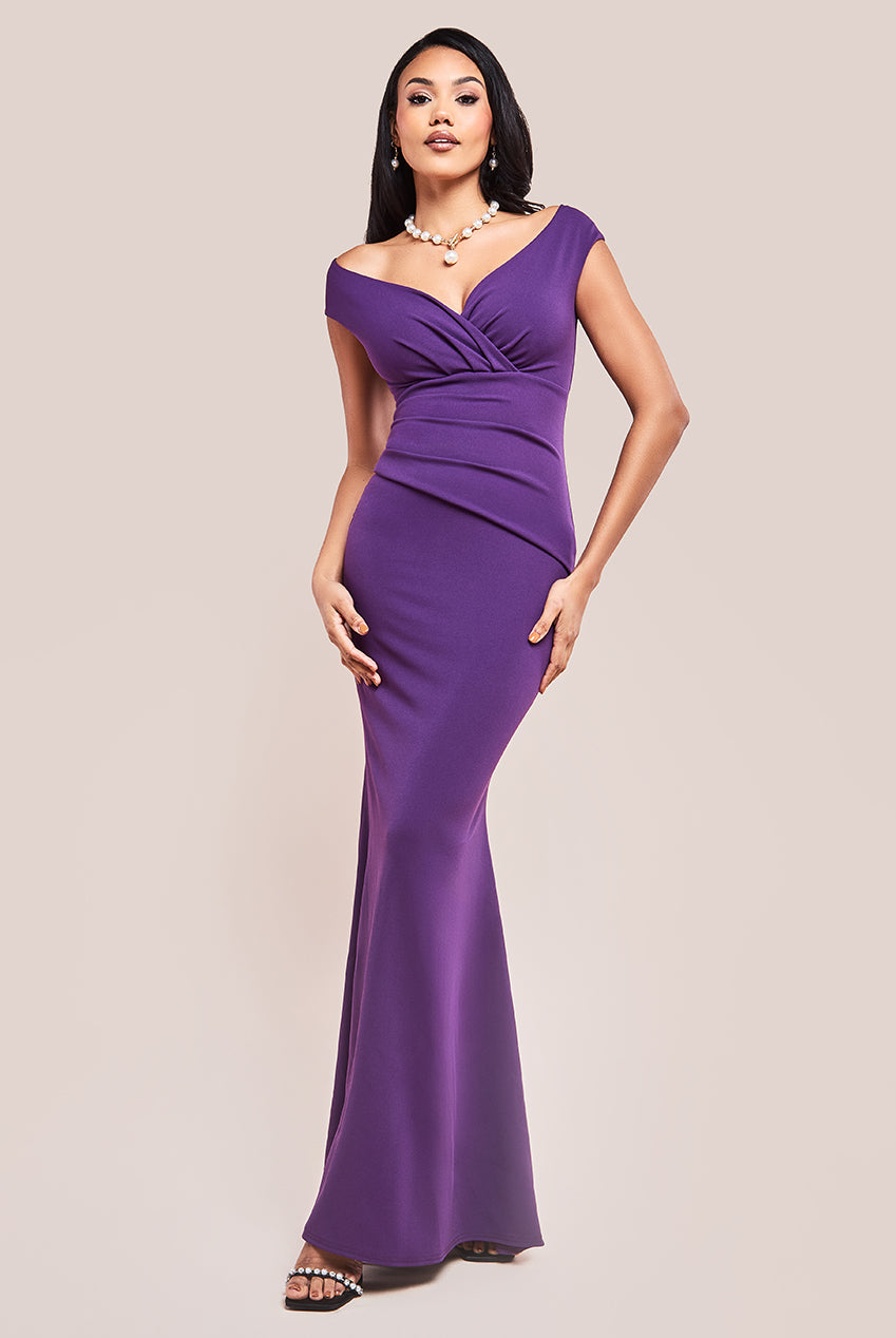 Bardot Pleated Maxi Dress - Purple DR1092