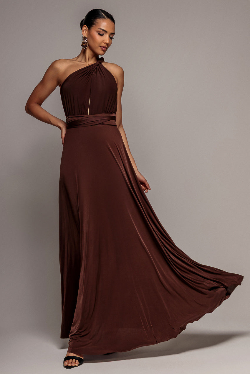 Multiway Tie-Up Maxi Dress - Dark Brown DR1186BB