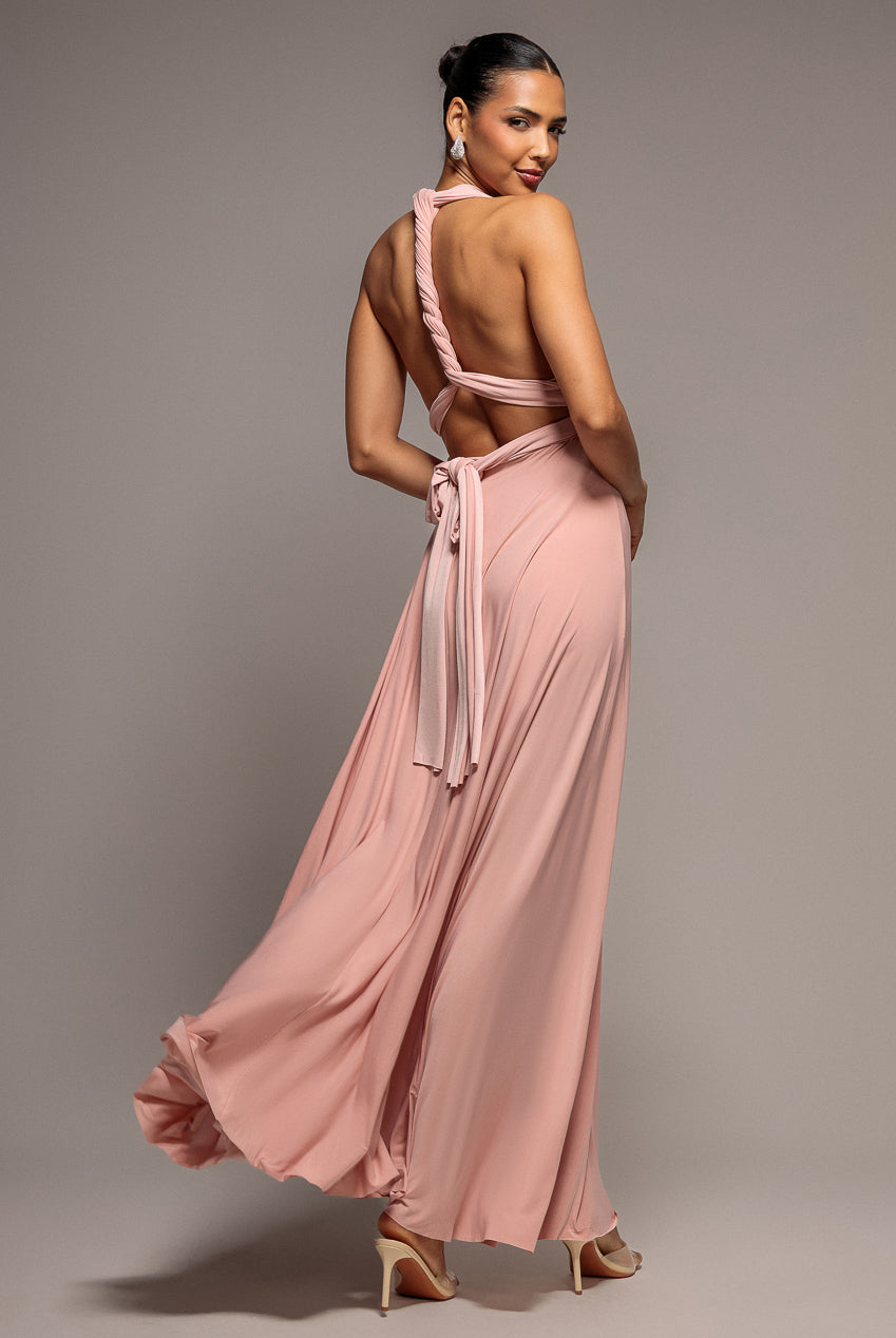 Multiway Tie-Up Maxi Dress - Blush Pink DR1186D