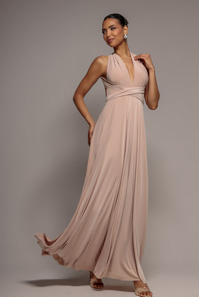 Multiway Tie-Up Maxi Dress - Dusty Pink by Goddiva