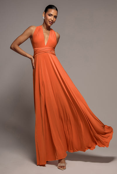 Multiway Tie-Up Maxi Dress - Orange by Goddiva