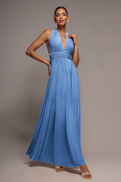 Multiway Tie-Up Maxi Dress - Powder Blue by Goddiva