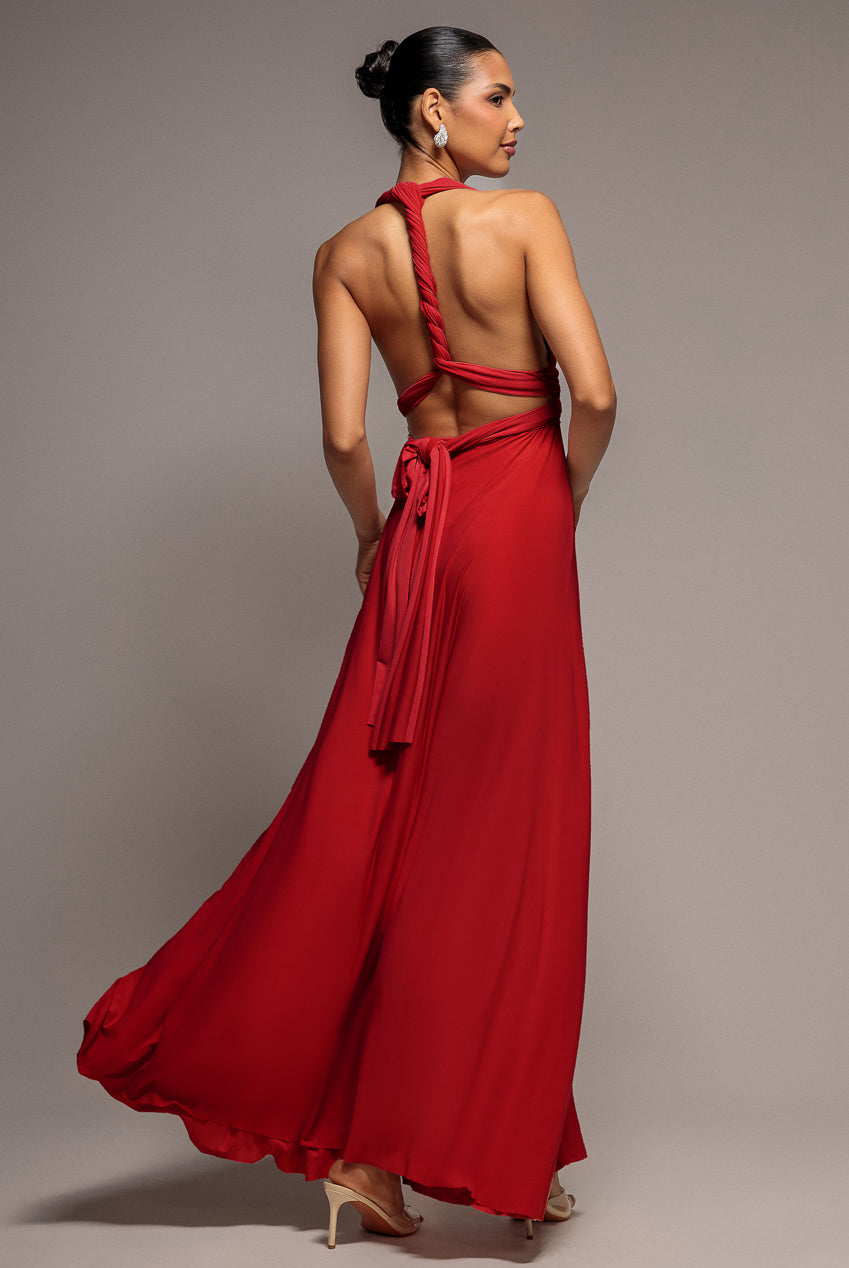 Multiway Tie-Up Maxi Dress - Red DR1186D