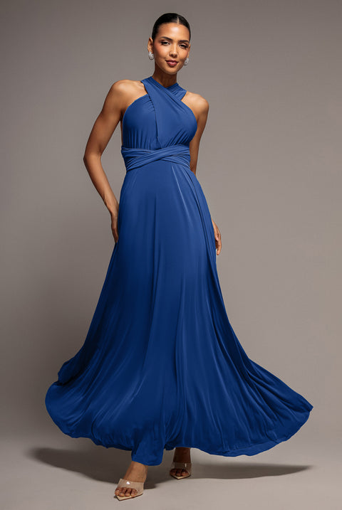 Multiway Tie-Up Maxi Dress - Royal Blue by Goddiva