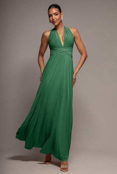 Multiway Tie-Up Maxi Dress - Vivid Emerald by Goddiva