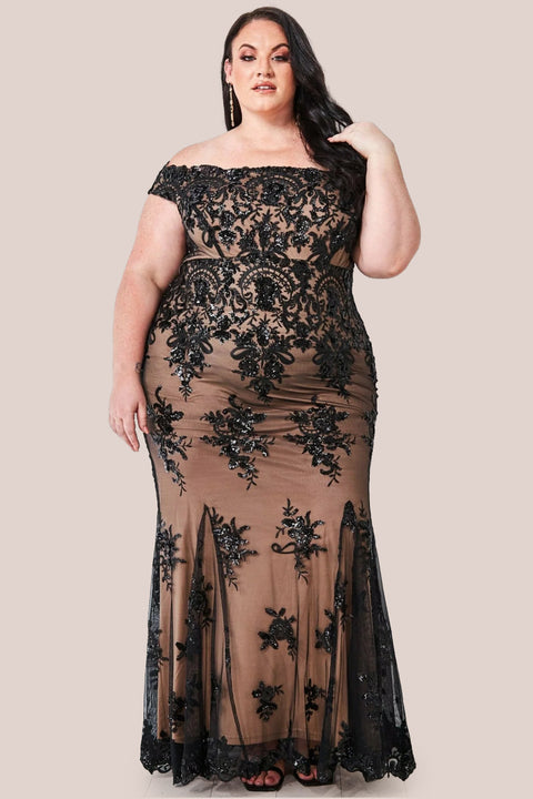 Bardot Sequin Embroidered Maxi - Black DR1254P