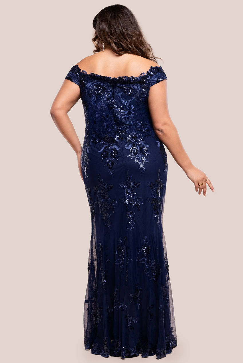 Bardot Sequin Embroidered Maxi Dress - Navy DR1254P