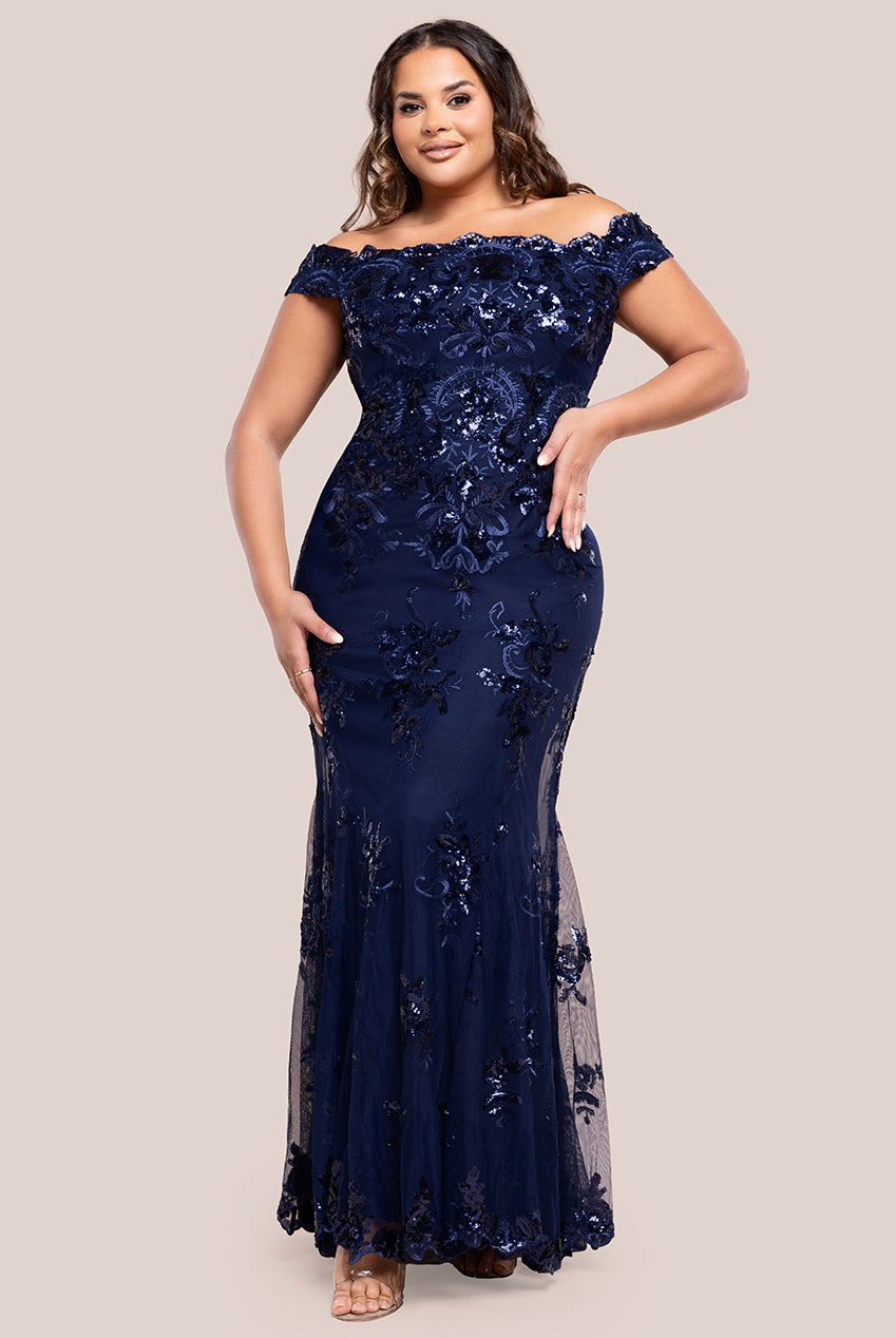 Bardot Sequin Embroidered Maxi Dress - Navy DR1254P