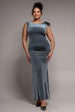 Glitter Velvet Maxi With Bow Detail - Silver by Goddiva Plus