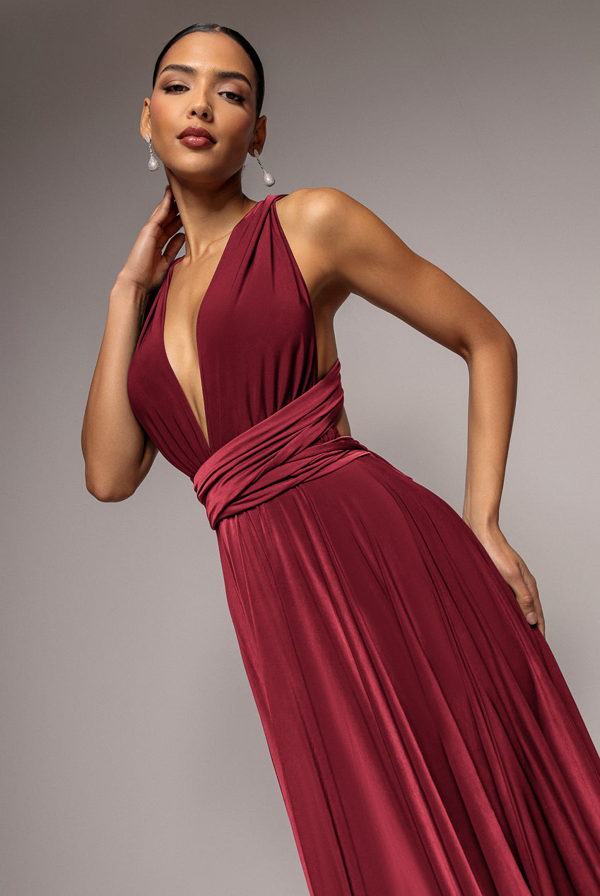 Soft Touch Multi Way Open Back Midi Dress - Berry DR1314D