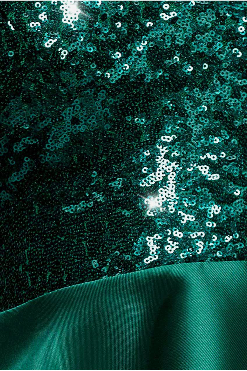 Sequin And Satin Tiered Hi-Low Mini Skater Dress - Emerald Green | Goddiva Sequin And Satin Tiered Hi-Low Mini Skater Dress - Emerald Green | Goddiva