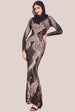 Goddiva Modesty Starburst Sequin Maxi Dress - Rose Gold