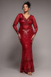 Starburst Sequin Maxi Dress - Red by Goddiva Plus