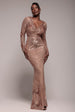 Starburst Sequin Maxi Dress - Champagne by Goddiva